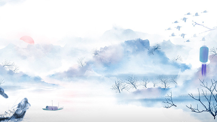 水墨中国风山水风景动画素材背景特效视频