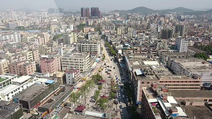 深圳市龙岗区城中村建筑群交通航拍视频