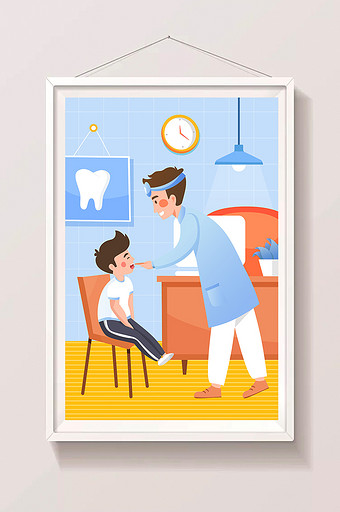 牙医牙齿医生医院口腔健康闪屏app插画图片