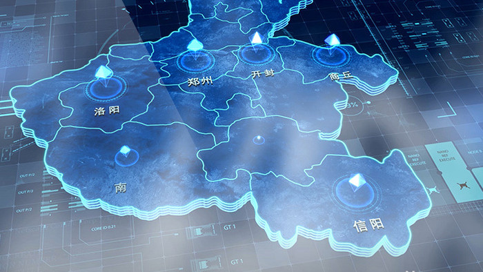 科技感河南省地图城市辐射省份企业AE模板