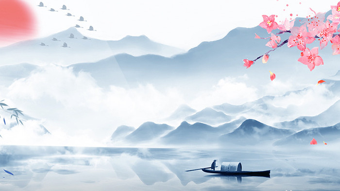 中国风唯美水墨山水动画素材背景特效视频