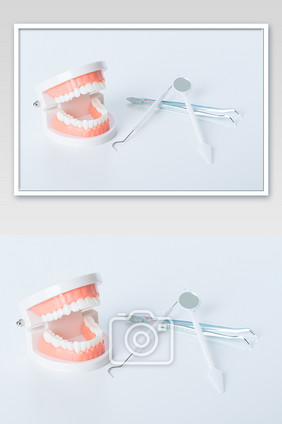 白底牙科牙医医疗用品静物图