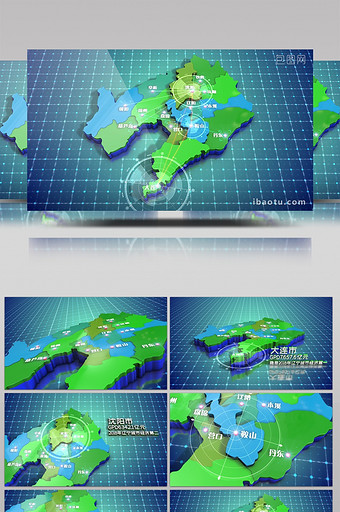 E3D三维分层立体辽宁地图科技连线网格圆图片