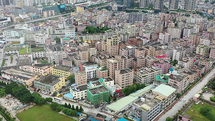 深圳市龙岗区城中村社区建筑航拍视频