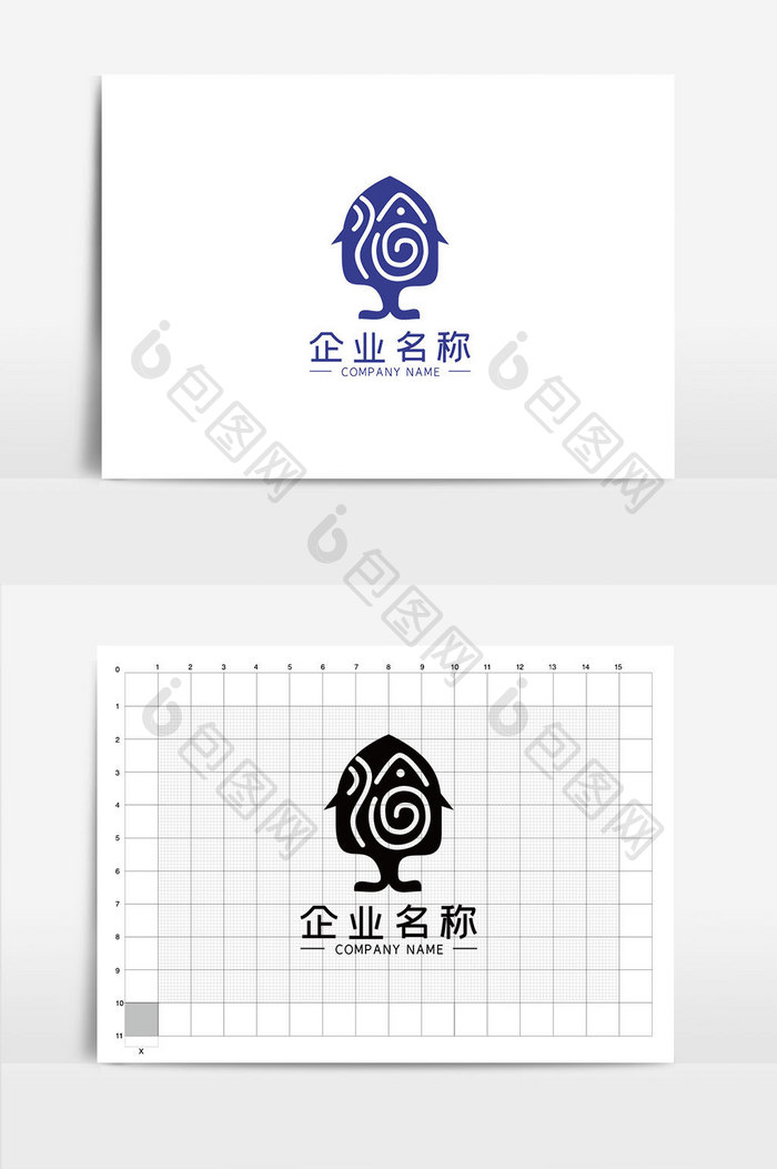 简约创意渔字LOGOVI模板