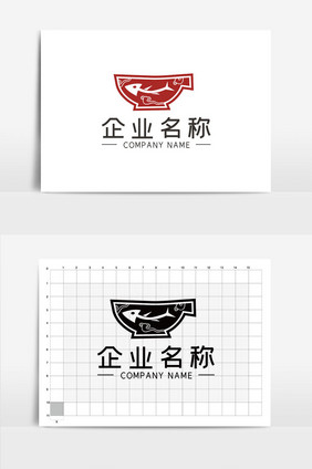 简约餐饮鱼LOGOVI模板