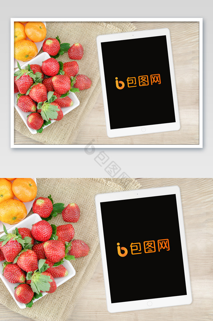夏日水果木纹桌面菜单平板图片