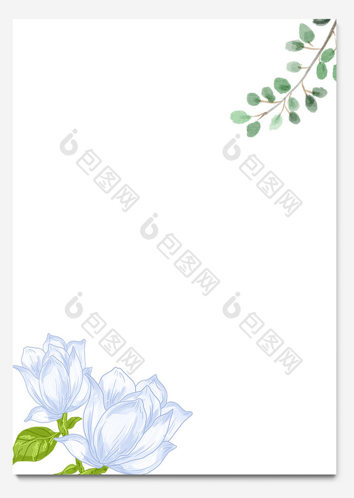 小清新花朵植物信纸背景Word模板