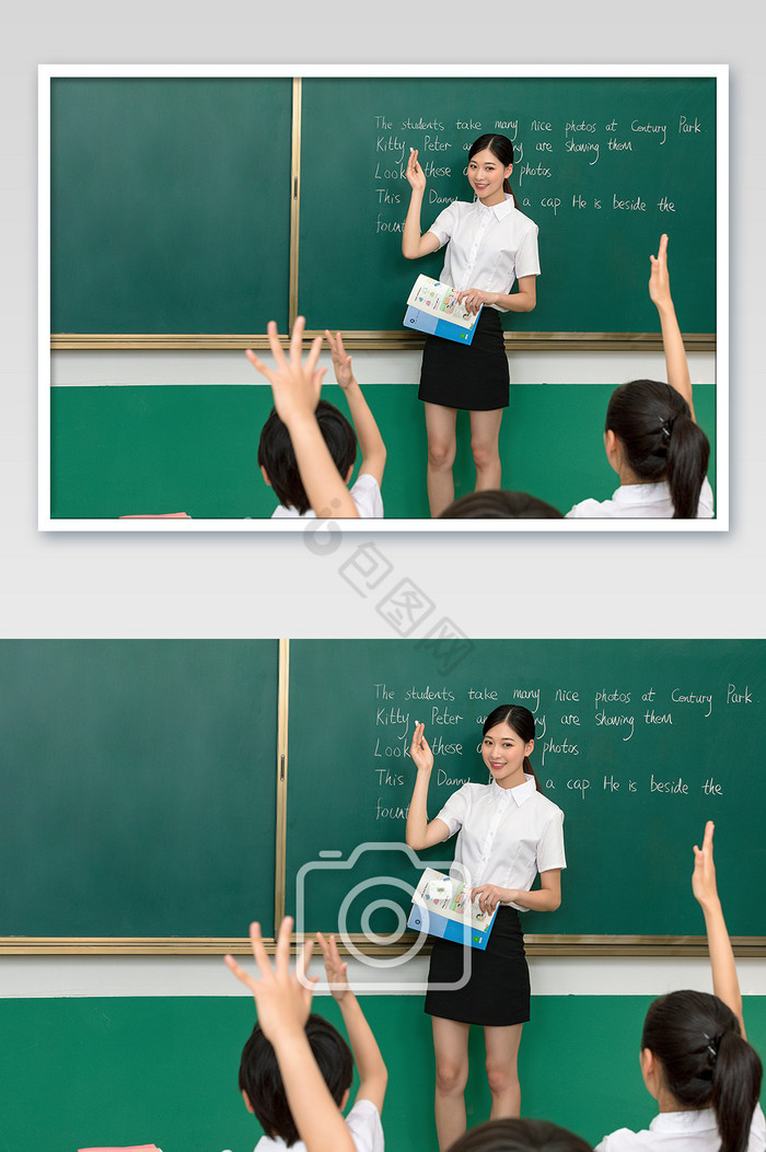英语学习学生踊跃举手回答问题图片