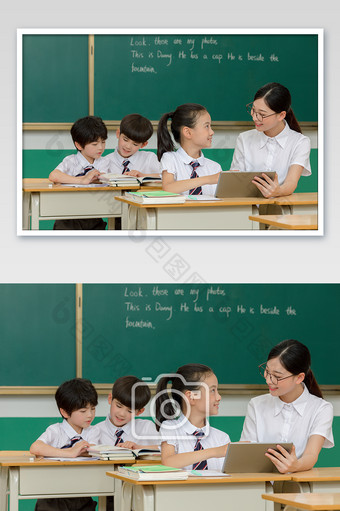 课堂老师辅导学生在线学习图片