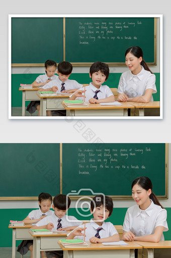 女老师辅导学生学习关怀图片
