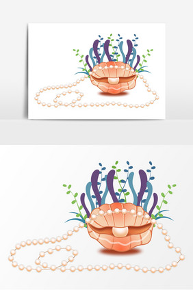 简约小清新手绘珍珠贝壳免抠素材