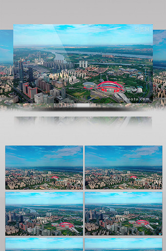航拍南京河西青奥中心地标建筑图片