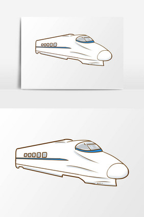 手绘卡通小清新高铁白色