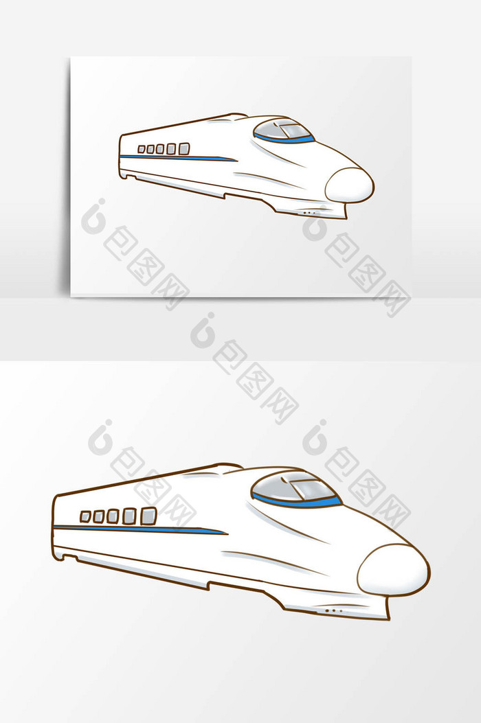 手绘卡通小清新高铁白色