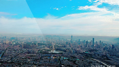 航拍南京城市地标河西风光紫峰大厦