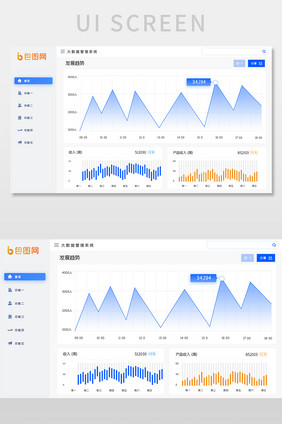 浅色渐变时尚后台数据可视化界面