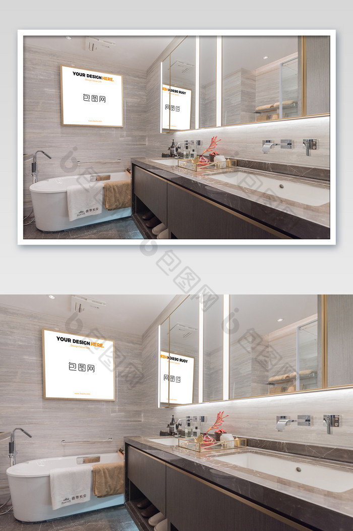 新中式轻奢卫生间木框挂画墙画壁画图片图片