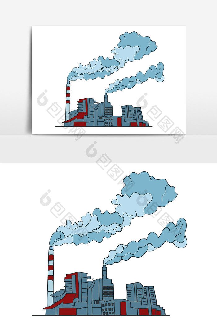 环境污染工厂空气污染元素矢量AI