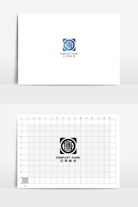 蓝色博雅风华教育标志logovi应用