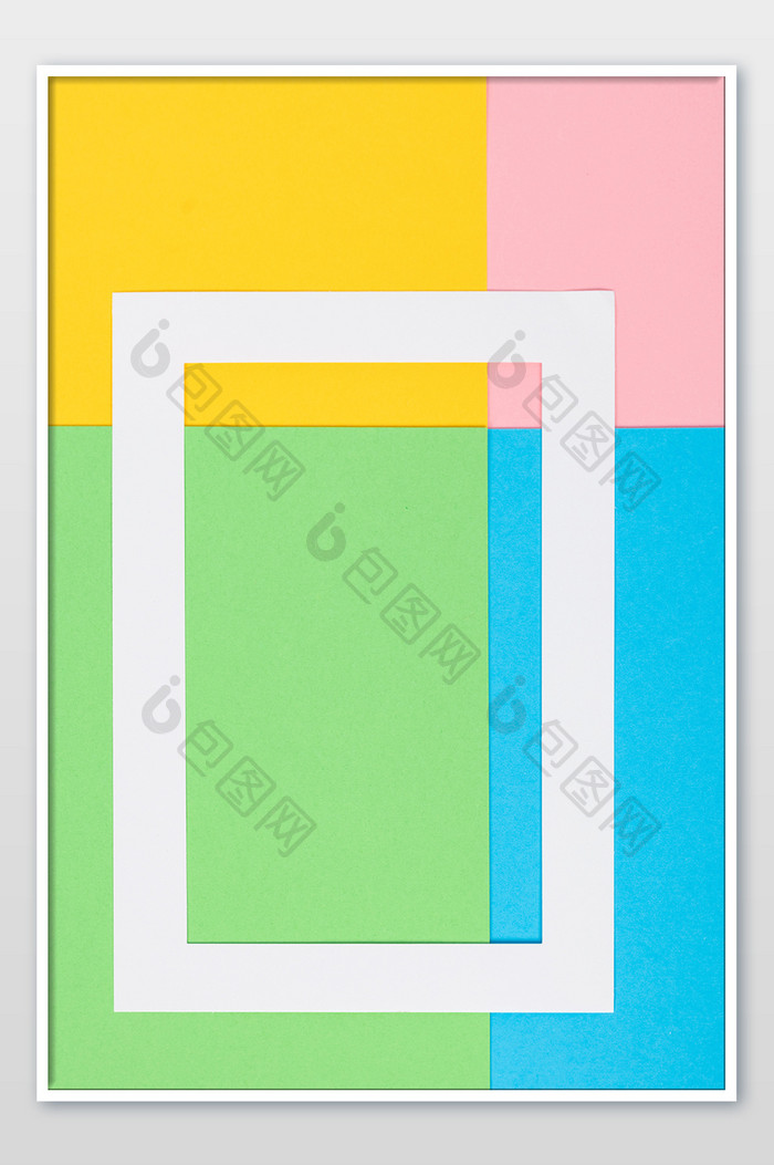 彩色背景白色相框不规则构图