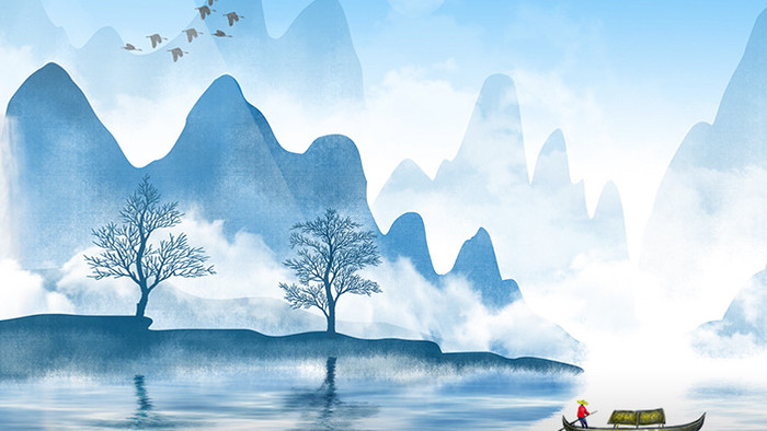 中国风水墨梦幻山水动画素材背景特效视频