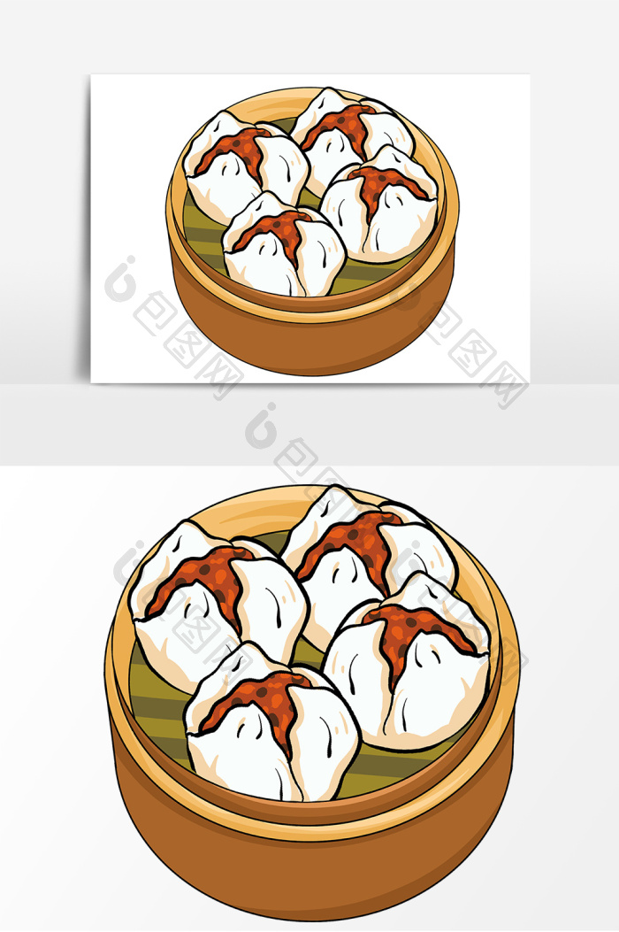 广式早茶点心叉烧包