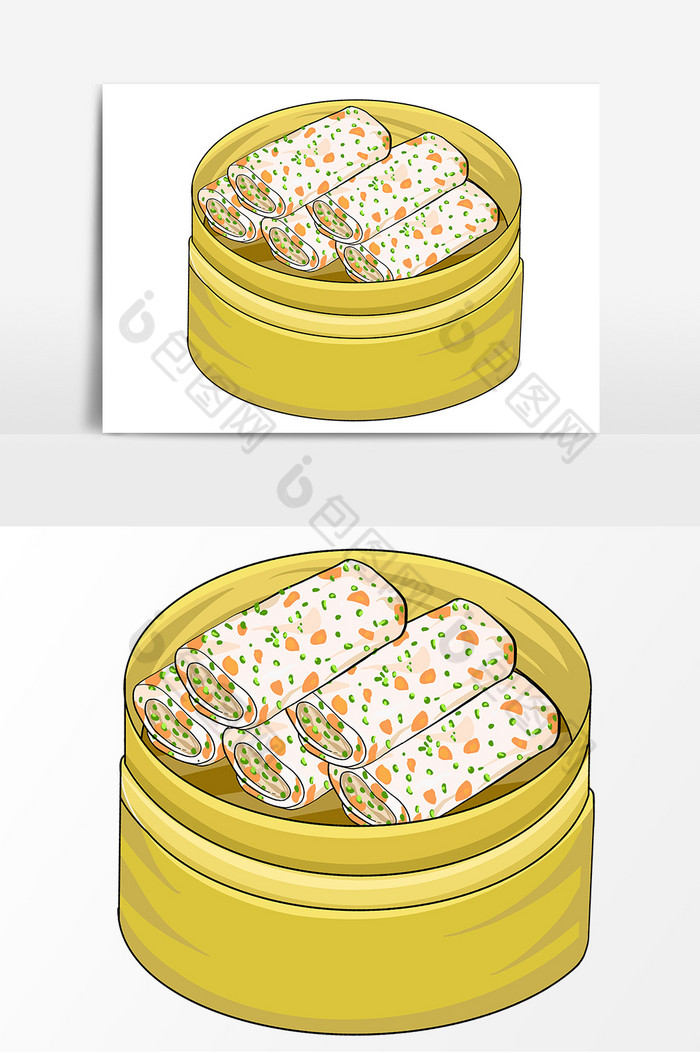 手绘广式早点茶卡通图片