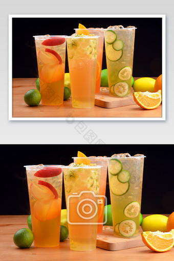 好喝的青桔柠檬水果茶摄影图图片