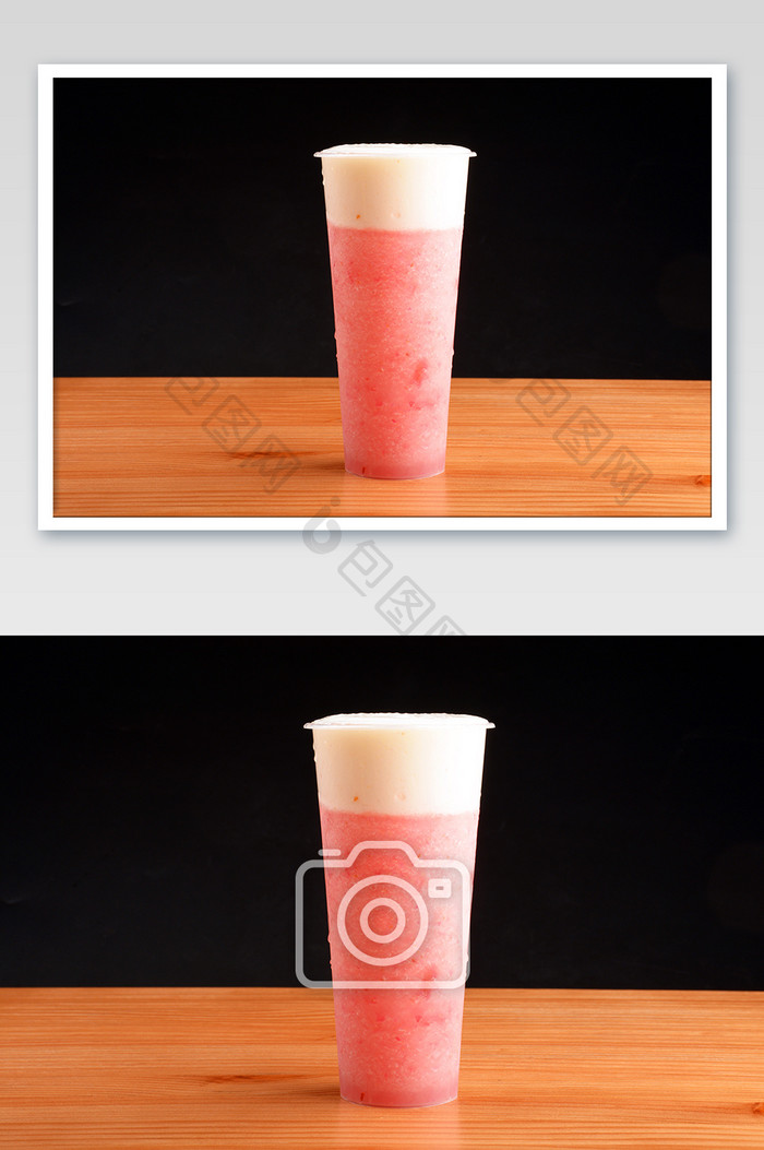 夏季冰品粉色荔枝奶盖水果茶摄影图
