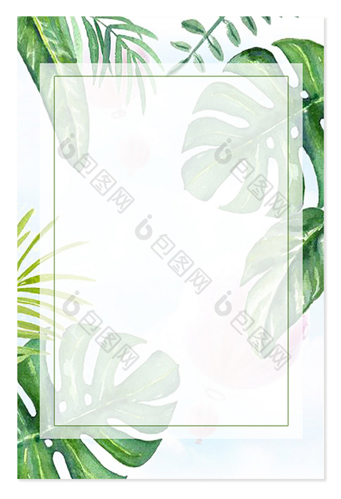 绿色植物棕桐叶边框背景