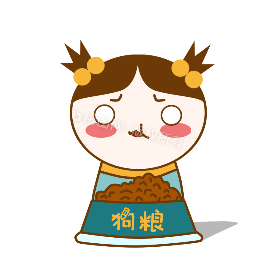 原创可爱卡通胖小丫吃狗粮动态表情包