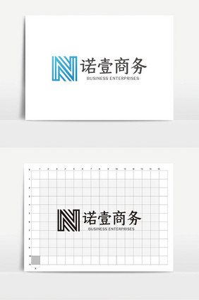 蓝色简约大气商务通用logoVI模板