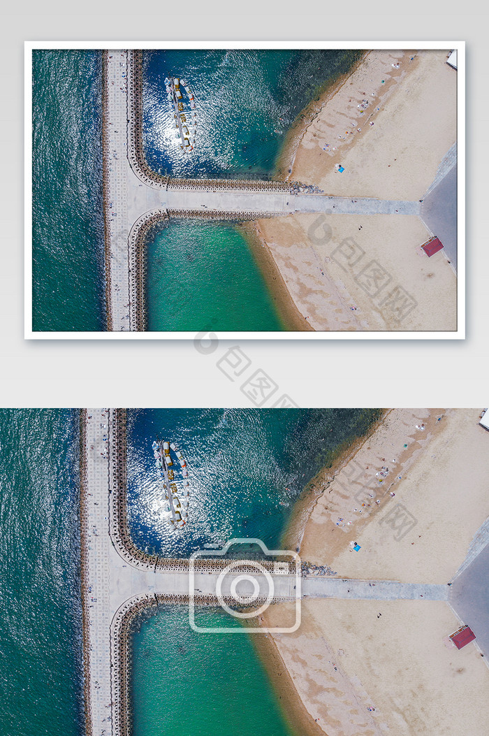 沙滩的海边航拍摄影图片
