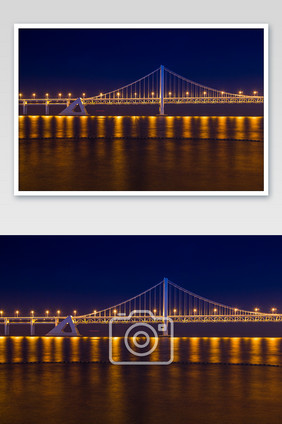 大连的星海广场跨海大桥地标摄影图片