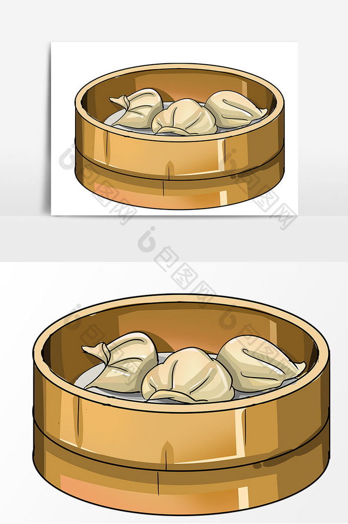 手绘广式早茶卡通