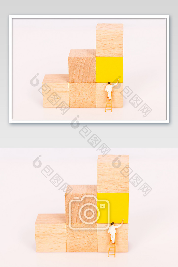 黄色积木微缩创意摄影图片背景