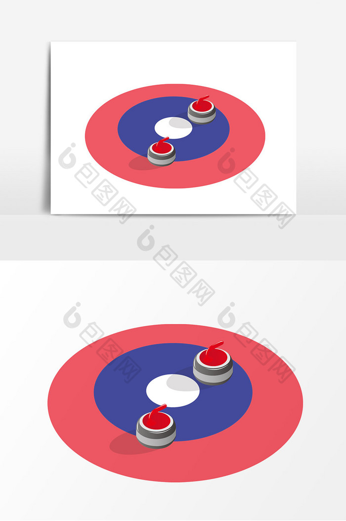 2.5D风格彩色运动会冰壶项目元素