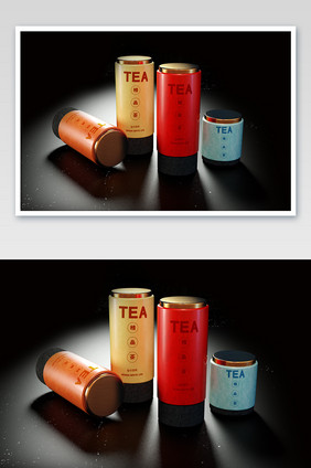 彩色时尚茶叶罐包装样机