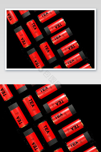 大气黑色简洁茶叶罐包装样机图片