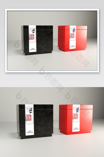 大气红色黑色茶叶罐包装样机图片