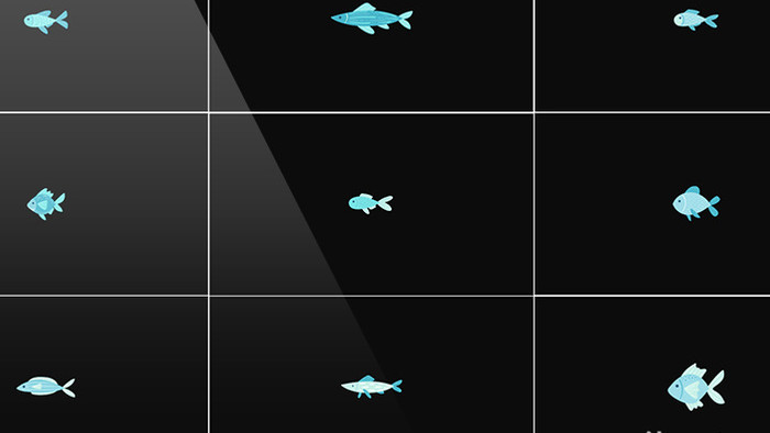 15组带通道任意组合卡通鱼游动视频元素