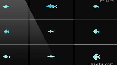 15组带通道任意组合卡通鱼游动视频元素