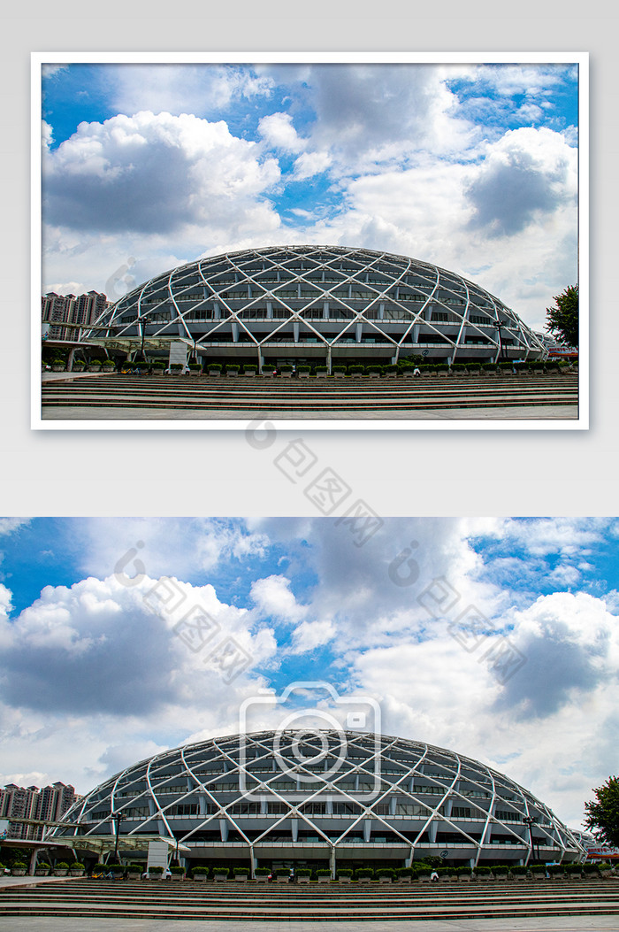 佛山地标建筑明珠体育馆弧形建筑摄影图图片图片