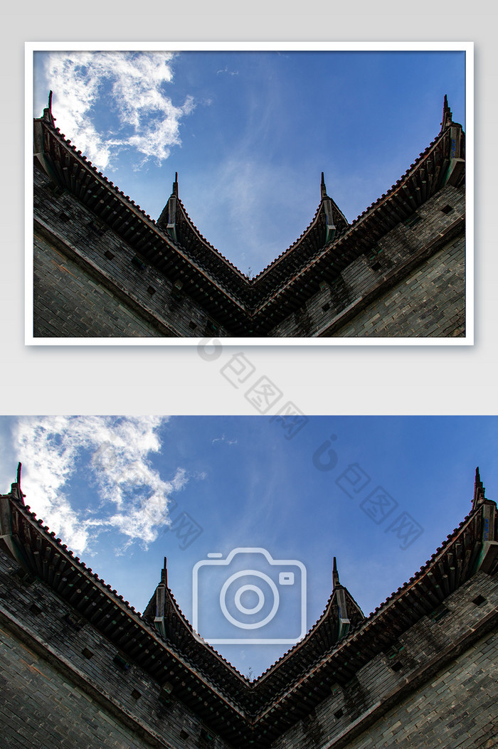 中式古楼房房顶特色造型摄影图图片图片