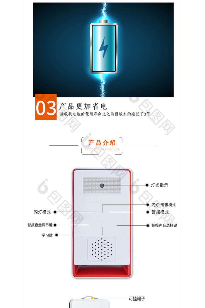 老人呼叫机家庭必备电商详情页模板