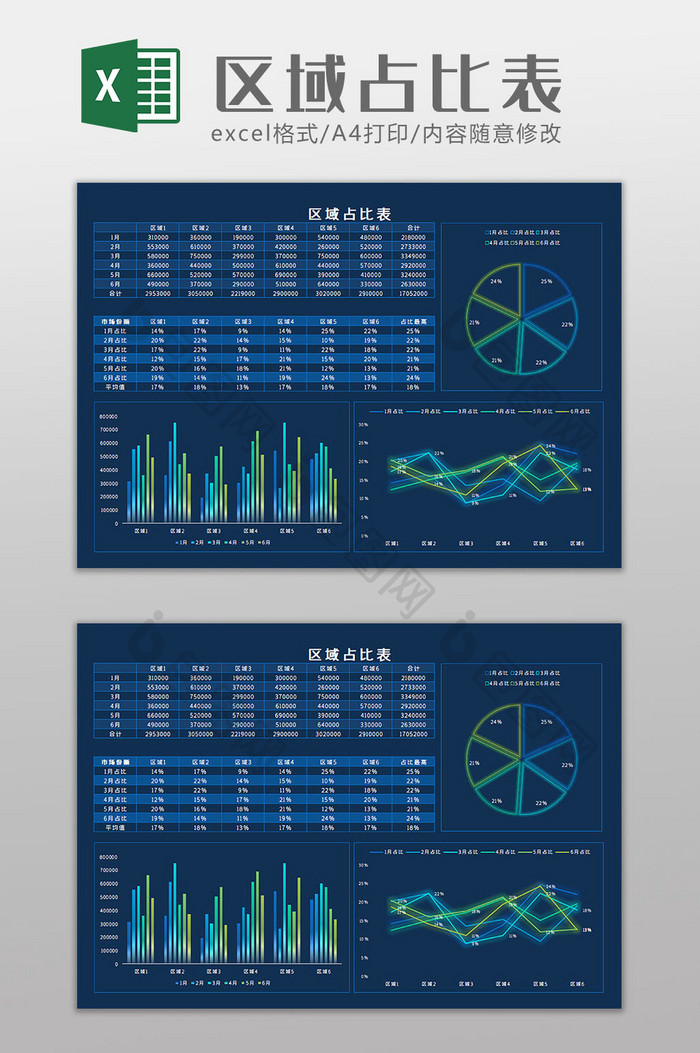 区域占比科技可视化Excel模板