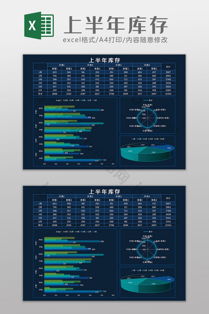 上半年库存科技可视化Excel模板