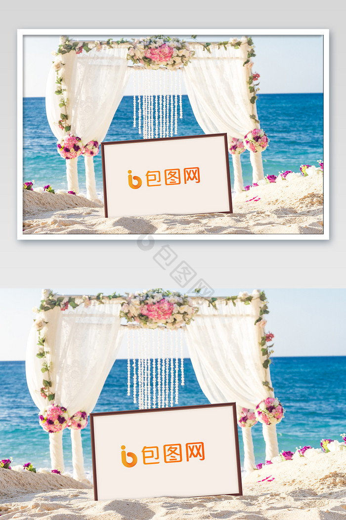 浪慢海边沙滩婚礼广告画框图片