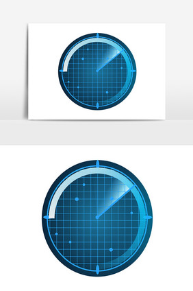 蓝色旋转圆形雷达屏幕扫描指示器矢量